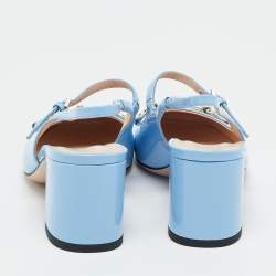 Pre Owned Gucci Horsebit Size 38 Blue Patent Leather Mary Jane Pumps