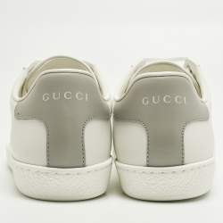 Pre Owned Gucci Ace Size 38.5 White Perforated Interlocking G Leather Low Top Sneakers