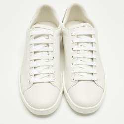 Pre Owned Gucci Ace Size 38.5 White Perforated Interlocking G Leather Low Top Sneakers