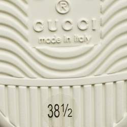 Pre Owned حذاء رياضي غوتشي إيس جلد أبيض مثقب مع شارة G متشابكة مقاس 35