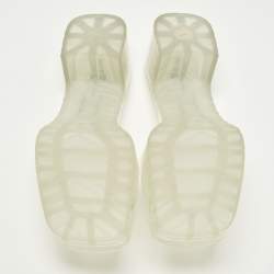 Pre Owned صندل غوتشي سلايد مطاط شفاف بشعار منقوش مقاس 40