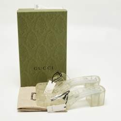 Pre Owned صندل غوتشي سلايد مطاط شفاف بشعار منقوش مقاس 40