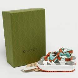 Pre Owned Gucci Interlocking G Size 35 Multicolor Canvas and Neoprene Platform Sandals