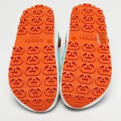 Pre Owned Gucci Interlocking G Size 35 Multicolor Canvas and Neoprene Platform Sandals