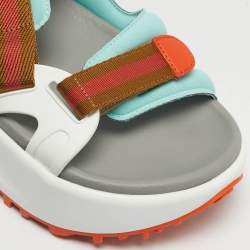 Pre Owned Gucci Interlocking G Size 35 Multicolor Canvas and Neoprene Platform Sandals