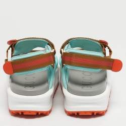 Pre Owned Gucci Interlocking G Size 35 Multicolor Canvas and Neoprene Platform Sandals