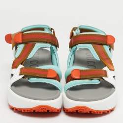 Pre Owned Gucci Interlocking G Size 35 Multicolor Canvas and Neoprene Platform Sandals