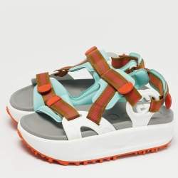 Pre Owned Gucci Interlocking G Size 35 Multicolor Canvas and Neoprene Platform Sandals