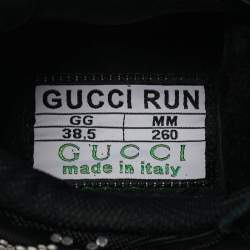 Pre Owned Gucci Run Size 38.5 Black Mesh and Suede Low Top Sneakers