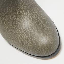 Pre Owned Gucci Size 38 Grey Leather Bamboo Tassel Ankle Length Boots