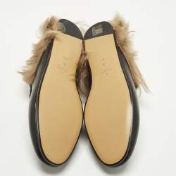 Pre Owned حذاء برينس تاون مبطن بالفرو جلد أسود غوتشي مقاس 36.5