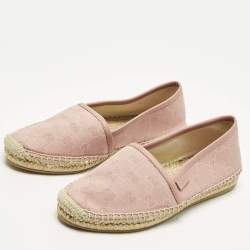Pre Owned Gucci GG Size 34.5 Pink Canvas Espadrille Flats