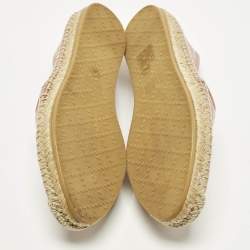 Pre Owned Gucci GG Size 34.5 Pink Canvas Espadrille Flats