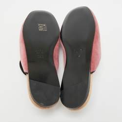 Pre Owned حذاء سليبرز غوتشي لورانس مزخرف كريستال قطيفة وردي مقاس 41