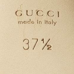 Pre Owned Gucci Claudie Size 37.5 Dark Beige Leather Ankle Strap Sandals