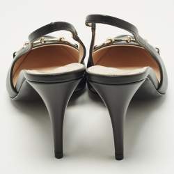 مملوكة مسبقًا حذاء كعب عالي غوتشي جلد أسود حزام خلفي مقاس 38