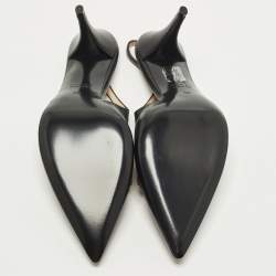 مملوكة مسبقًا حذاء كعب عالي غوتشي جلد أسود حزام خلفي مقاس 38