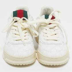 Pre Owned Gucci Re-Web Size 38 White GG Coated Fabric Low Top Sneakers