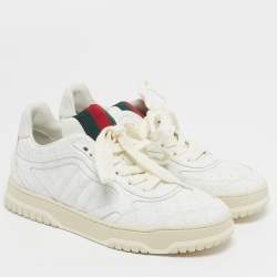 Pre Owned Gucci Re-Web Size 38 White GG Coated Fabric Low Top Sneakers