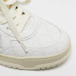 Pre Owned Gucci Re-Web Size 38 White GG Coated Fabric Low Top Sneakers