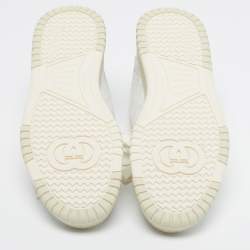 Pre Owned Gucci Re-Web Size 38 White GG Coated Fabric Low Top Sneakers