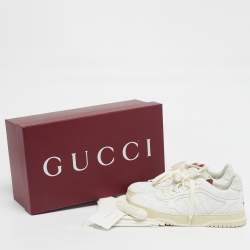 Pre Owned Gucci Re-Web Size 38 White GG Coated Fabric Low Top Sneakers