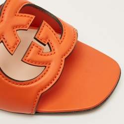 مملوكة مسبقًا صندل غوتشي مفتوح جلد شامواه أخضر باهت شعار G متشابك مقاس 37