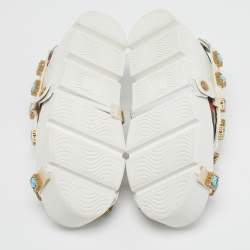 Pre Owned حذاء رياضي غوتشي جلد أبيض فلاش تريك سميك منخفض مقاس 38