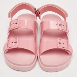 Pre Owned صندل غوتشي فلات مطاطي وردي باستيل مزدوج جي ميني مقاس 39