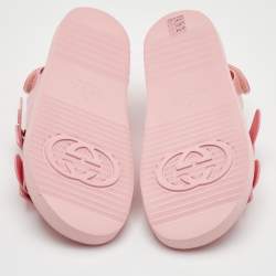 Pre Owned صندل غوتشي فلات مطاطي وردي باستيل مزدوج جي ميني مقاس 39