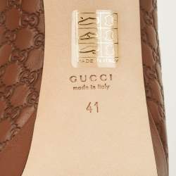 مملوكة مسبقًا Gucci Microguccissima Size 41 Brown Leather Peep Toe Pumps