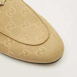 Pre Owned Gucci Princetown Size 40.5 Beige GG Canvas Flat Mules