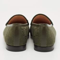 Pre Owned حذاء لوفرز غوتشي هورسبيت جوردان كانفاس جي جي بيج/أزرق وجلد مقاس 36.5