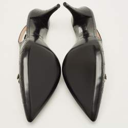 Pre Owned Gucci Werin Size 39.5 Black Guccissima Leather Slingback Pumps