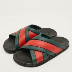 مملوكة مسبقًا Gucci Web Size 35 Multicolor Rubber Slide Sandals