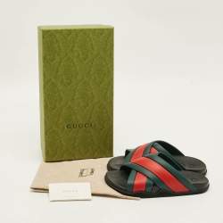 مملوكة مسبقًا Gucci Web Size 35 Multicolor Rubber Slide Sandals