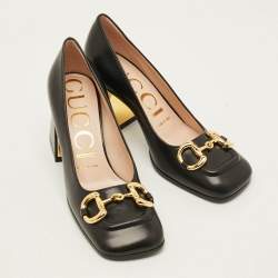 Pre Owned حذاء كعب عالي غوتشي جلود لامعة حمراء هورسبيت جولي مقاس 39