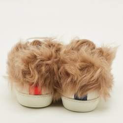 مملوكة مسبقًا حذاء رياضي غوتشي ايس فرو وجلد أبيض عنق منخفض مقاس 40