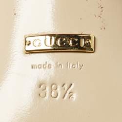 Pre Owned Gucci GG Marmont Size 38.5 Red Suede Fringe Block Heel Pumps