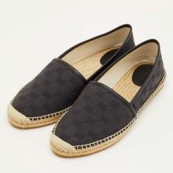 Pre Owned حذاء فلات إسبادريل غوتشي كانفس GG وجلد أسود مقاس 41