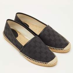 Pre Owned حذاء فلات إسبادريل غوتشي كانفس GG وجلد أسود مقاس 41