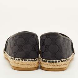 Pre Owned حذاء فلات إسبادريل غوتشي كانفس GG وجلد أسود مقاس 41