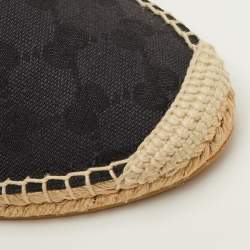 Pre Owned حذاء فلات إسبادريل غوتشي كانفس GG وجلد أسود مقاس 41