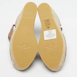 Pre Owned Gucci GG Marmont Size 38 Dusty Pink Leather Espadrille Wedge Sandals