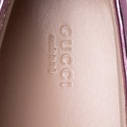 Gucci Pink Foil Leather Flower Slip On Sneakers Size 40