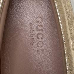 Pre Owned Gucci Metallic Gold Foil Leather Slip On Sneakers Size 37