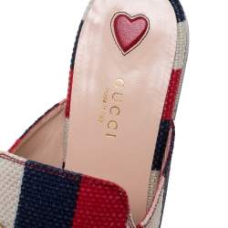 مملوكة مسبقًا حذاء سلايد غوتشي "برينستون" كانفاس مقلم متعدد الألوان مقاس 38