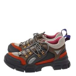 Pre Owned Gucci Multicolor Leather, Suede and Mesh Flashtrek Reflective Sneakers Size 40