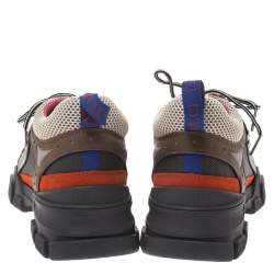 Pre Owned Gucci Multicolor Leather, Suede and Mesh Flashtrek Reflective Sneakers Size 40