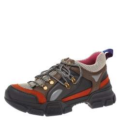 Pre Owned Gucci Multicolor Leather, Suede and Mesh Flashtrek Reflective Sneakers Size 40
